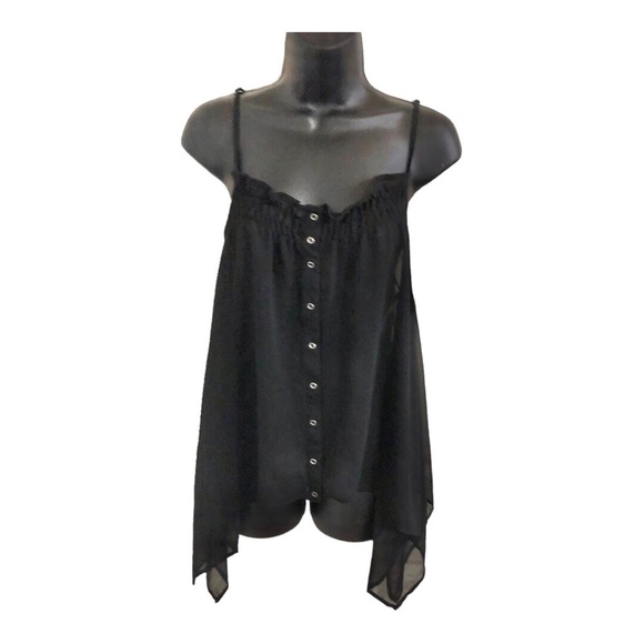 Steve Madden sheer asymmetrical hem‎ spaghetti strap flowy top size small new - Picture 3 of 13